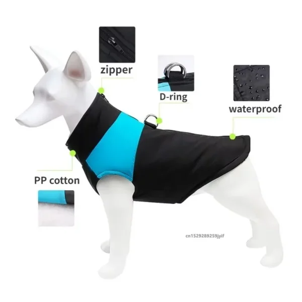 Waterproof Warm Dog Clothes Pet Coat Winter Vest Padded Zipper Jacket Dog Clothing for Small Medium Big Dogs Outfit - Image 2