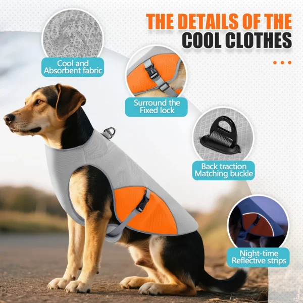 Dog Cooling Vest Dog Harness Cooler Jacket with Portable Water Bottle, for Walking Dog, Outdoor Camping and Hunting Training - Image 5