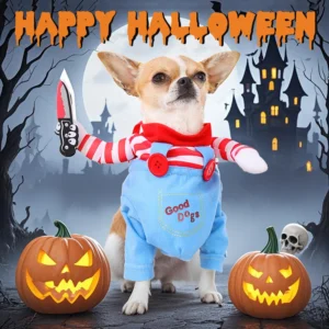 Funny Dog Clothes Halloween Costume For Small Medium Large Dogs Festival Knife Holding Puppy Cosplay Suit Party Gift Pet Apparel